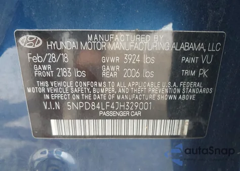 2018 Hyundai Elantra Value Edition from USA, damaged, VIN 5NPD84LF4JH329001